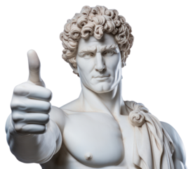 PNG  Greek sculpture thumbs up statue portrait white background