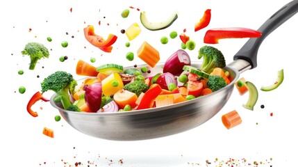 Fresh vegetables in a cooking pan, perfect for food blogs or recipes - obrazy, fototapety, plakaty
