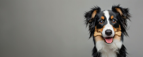 Happy dog with bone