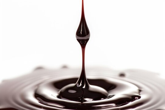 A mesmerizing image of a chocolate drop falling into water. Perfect for food and beverage concepts