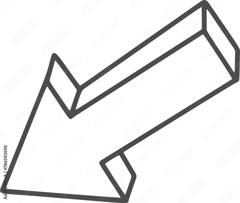 Poster hand drawn doodle arrow. pencil line sketch. curve design element. outline sign of cursor. graphic v