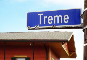 Treme Street sign in the historic New Orleans neighborhood - 786592228