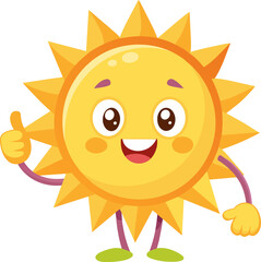 sun mascot doing thumbs up gesture , cute design
