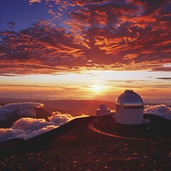 Fototapeta na wymiar Sunset Splendor: Mauna Kea Observatory on Hawaii's Big Island