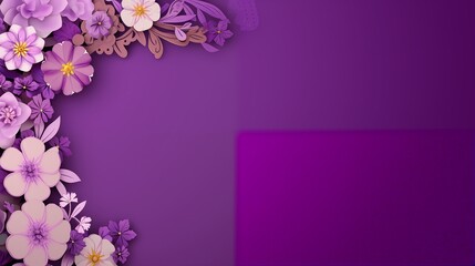 Solid lavender background with a border of colorful Eid flowers