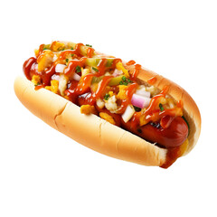 Cachorro quente em fundo transparente