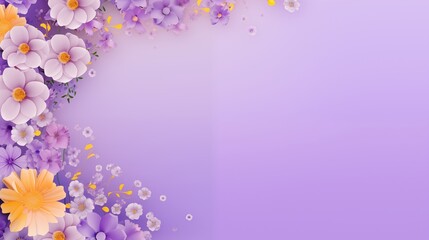 Fototapeta premium Solid lavender background with a border of colorful Eid flowers