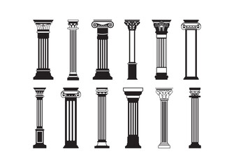 Column vector bundle, Column clipart, Column silhouette.	