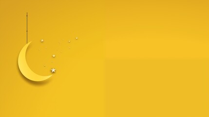 Solid mustard yellow background with a crescent moon and star design