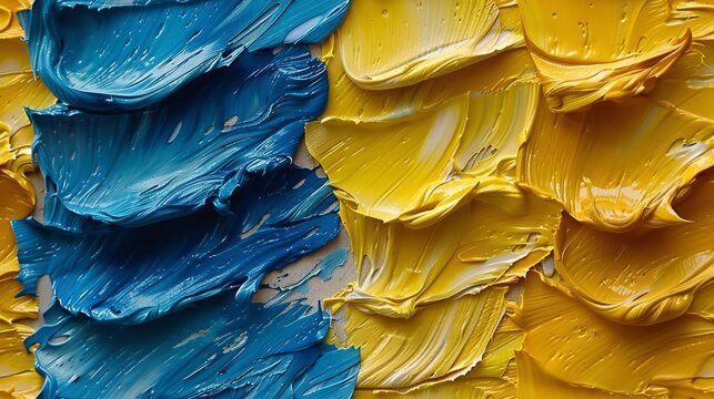  yellow and blue hues dominantly cover the backdrop, contrasted by a crisp white line at its base