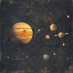 Stellar Illustration: Solar System Planets in Artistic Detail