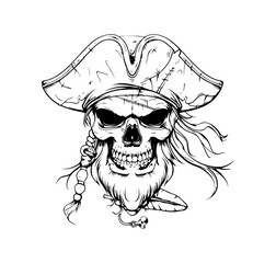 Pirat Skelett Illustration Kopf Vektor Tattoo Schädel