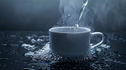 Pouring hot water in cup - Powered by Adobe
