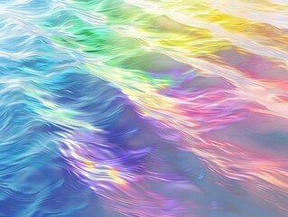 Fototapeta na wymiar Colorful Iridescent Waves Flowing Over Abstract Canvas Background