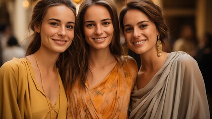 Obraz premium Women wearing traditional Eid dresses and attire