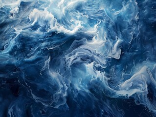 Swirling Azure and Cobalt Eddies - Mesmerizing Abstract Ocean Art - obrazy, fototapety, plakaty