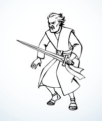 Vector drawing. Man with sword - 786600830