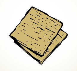 Vector drawing. Two slices of unleavened bread - 786600862