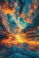 Fototapeta premium Beautiful sunset over a cloudy sky, suitable for travel and nature concepts
