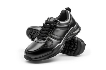 Pair of black shoes on a white background. Suitable for fashion or product display