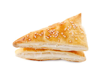 Delicious fresh puff pastries isolated on white
