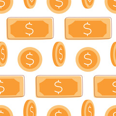 Array of Money Signs on White Background