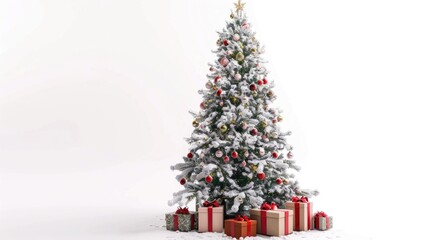 Festive Christmas tree with colorful presents, perfect for holiday designs
