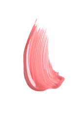 Stroke of pink lip gloss isolated on white, top view