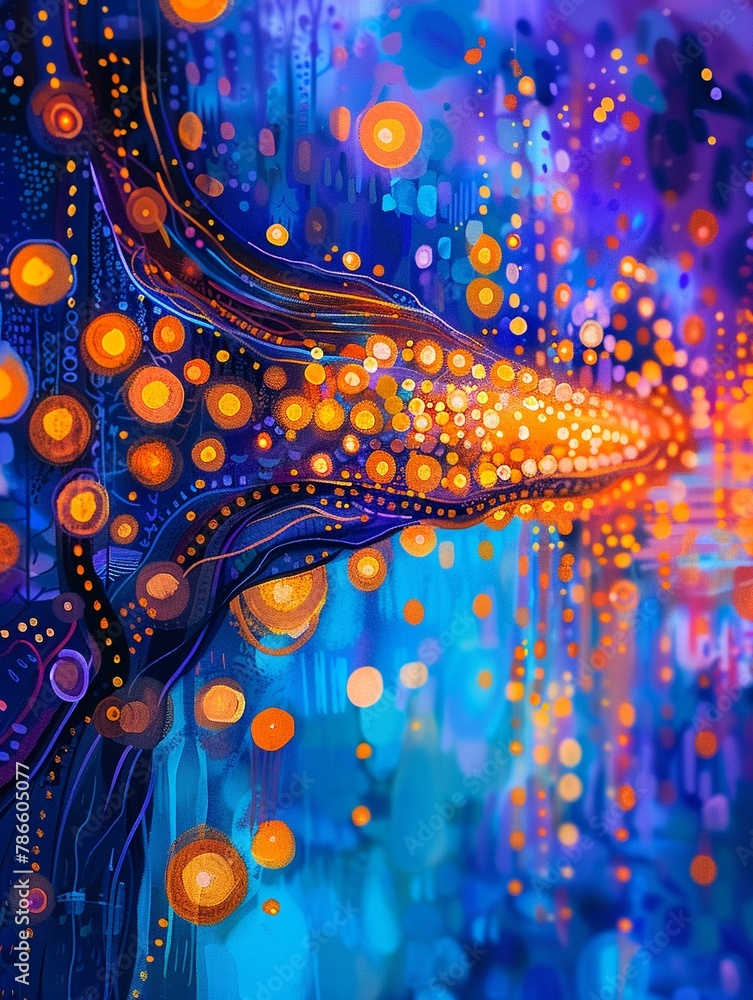 Poster detailed view of fiber optic cables connected to a network server, symbolizing the speed and connect