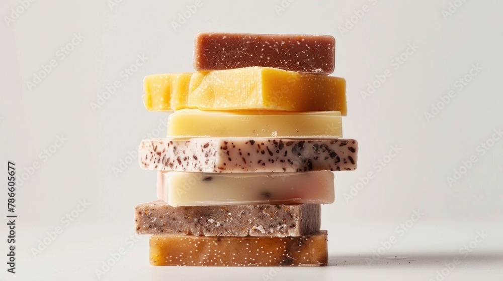 Poster a stack of soap bars, perfect for hygiene and cleanliness concepts
