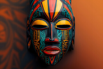 colorful ethnic African mask on simple background