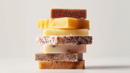 A stack of soap bars, perfect for hygiene and cleanliness concepts