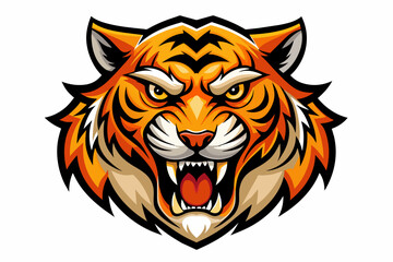 Angry Tiger Running Logo In Vibrant  Colors O White Background
