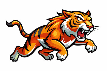 Angry Tiger Running Logo In Vibrant  Colors O White Background