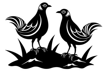 Minimalist 2 large birds standing on rock section heading flourish vector 