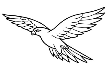 Obraz premium A noble falcon soaring through the sky with wings outstretched line art vector