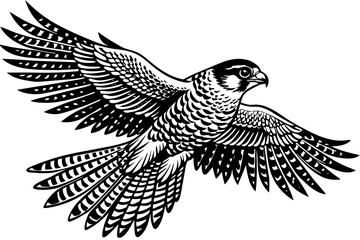 A noble falcon soaring through the sky with wings outstretched