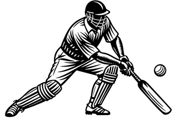 cricket player with a  facing  a ball vector silhouette 