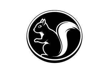  Draw A picture of  A Squirrel Icon in circle logo,  vector style,  Minimalist, creative, White background