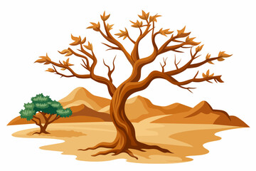 Arbor de desierto sobre fondo blanco