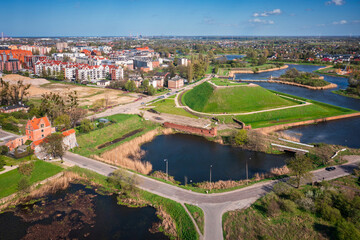 Scenery of Gdansk with the 17th-century fortifications after renovation. Poland