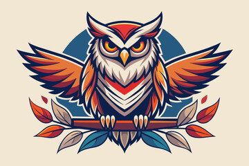Obraz premium Create a captivating t-shirt design featuring a majestic owl perched on a branch against an white background