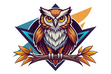 Fototapeta premium Create a captivating t-shirt design featuring a majestic owl perched on a branch against an white background