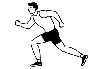 Fototapeta na wymiar A male athlete running in the morning line art vector silhouette 