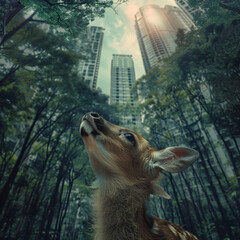 the deer looking the sky