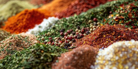 Close up of a variety of spices, perfect for culinary concepts