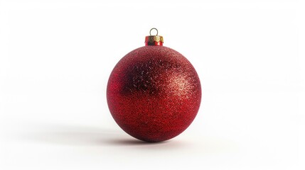 A festive red Christmas ornament against a white backdrop. Perfect for holiday designs
