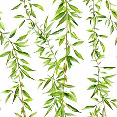 Obraz premium A beautiful watercolor painting of green leaves on a white background. Perfect for nature lovers and botanical enthusiasts