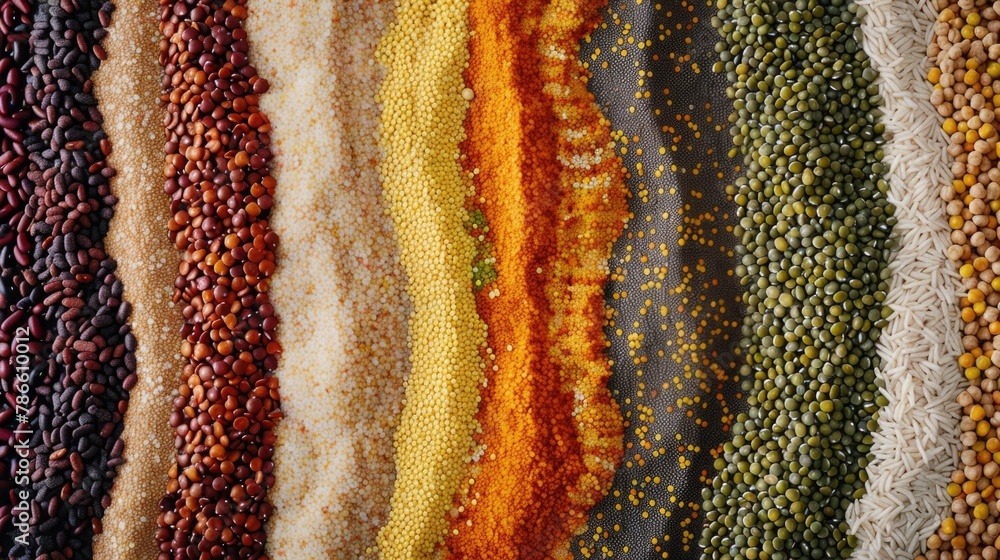 Poster Close up image of different types of beans. Perfect for food and nutrition concepts