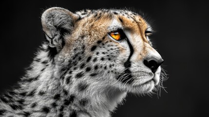   A tight shot of a cheetah's face revealing its intense yellow eyes